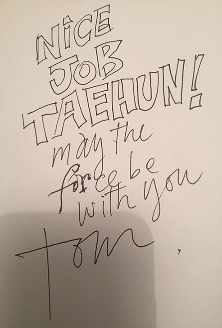Handwritten note from Tom